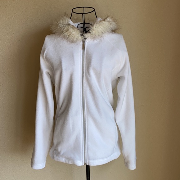 Spyder Fur-lined Hooded Fleece Jacket Size XL White - Picture 1 of 8
